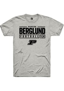 Winston Berglund Ash Purdue Boilermakers NIL Stacked Box Short Sleeve T Shirt