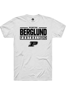 Winston Berglund White Purdue Boilermakers NIL Stacked Box Short Sleeve T Shirt