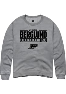 Winston Berglund Rally Mens Graphite Purdue Boilermakers NIL Stacked Box Crew Sweatshirt
