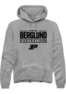 Winston Berglund Rally Mens Graphite Purdue Boilermakers NIL Stacked Box Hooded Sweatshirt