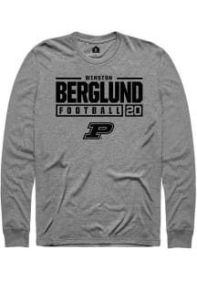 Winston Berglund Rally Mens Graphite Purdue Boilermakers NIL Stacked Box Tee