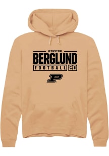 Winston Berglund Rally Mens Gold Purdue Boilermakers NIL Stacked Box Hooded Sweatshirt