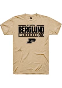 Winston Berglund Gold Purdue Boilermakers NIL Stacked Box Short Sleeve T Shirt