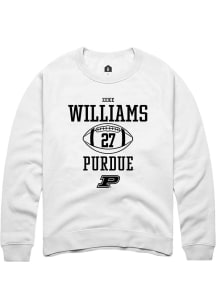 Zeke Williams  Rally Purdue Boilermakers Mens White NIL Sport Icon Long Sleeve Crew Sweatshirt