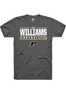 Zeke Williams Dark Grey Purdue Boilermakers NIL Stacked Box Short Sleeve T Shirt