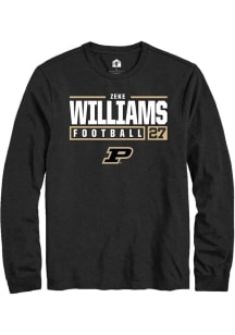 Zeke Williams Rally Mens Black Purdue Boilermakers NIL Stacked Box Tee