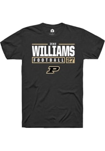 Zeke Williams Black Purdue Boilermakers NIL Stacked Box Short Sleeve T Shirt