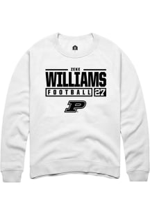 Zeke Williams  Rally Purdue Boilermakers Mens White NIL Stacked Box Long Sleeve Crew Sweatshirt