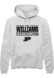 Zeke Williams  Rally Purdue Boilermakers Mens White NIL Stacked Box Long Sleeve Hoodie