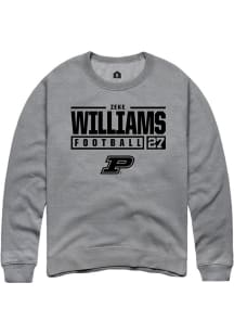 Zeke Williams  Rally Purdue Boilermakers Mens Graphite NIL Stacked Box Long Sleeve Crew Sweatshi..