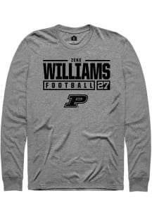 Zeke Williams Rally Mens Graphite Purdue Boilermakers NIL Stacked Box Tee