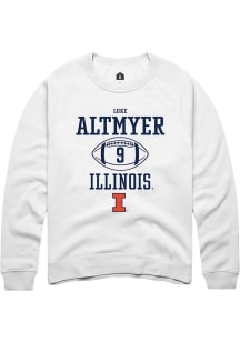 Luke Altmyer Rally Mens White Illinois Fighting Illini NIL Sport Icon Crew Sweatshirt