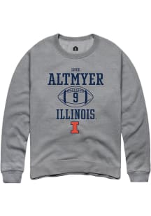 Luke Altmyer Rally Mens Graphite Illinois Fighting Illini NIL Sport Icon Crew Sweatshirt