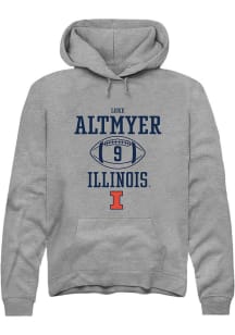 Luke Altmyer Rally Mens Graphite Illinois Fighting Illini NIL Sport Icon Hooded Sweatshirt