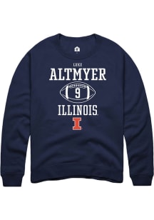 Luke Altmyer Rally Mens Navy Blue Illinois Fighting Illini NIL Sport Icon Crew Sweatshirt