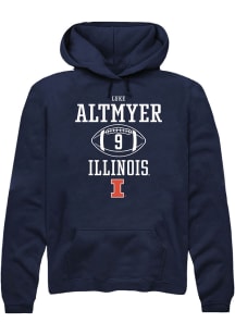 Luke Altmyer Rally Mens Navy Blue Illinois Fighting Illini NIL Sport Icon Hooded Sweatshirt