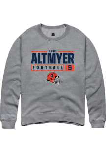 Luke Altmyer Rally Mens Graphite Illinois Fighting Illini NIL Stacked Box Crew Sweatshirt