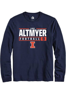 Luke Altmyer Rally Mens Navy Blue Illinois Fighting Illini NIL Stacked Box Tee