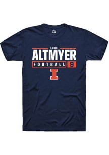 Luke Altmyer Navy Blue Illinois Fighting Illini NIL Stacked Box Short Sleeve T Shirt