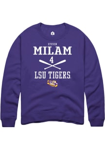 Steven Milam  Rally LSU Tigers Mens Purple NIL Sport Icon Long Sleeve Crew Sweatshirt