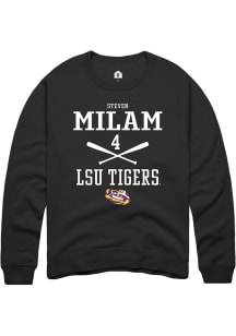 Steven Milam  Rally LSU Tigers Mens Black NIL Sport Icon Long Sleeve Crew Sweatshirt