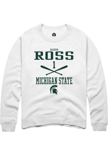 Alexis Ross  Rally Michigan State Spartans Mens White NIL Sport Icon Long Sleeve Crew Sweatshirt