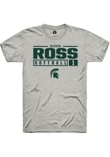 Alexis Ross  Michigan State Spartans Ash Rally NIL Stacked Box Short Sleeve T Shirt