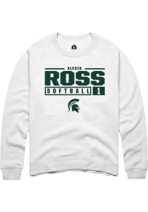 Alexis Ross  Rally Michigan State Spartans Mens White NIL Stacked Box Long Sleeve Crew Sweatshir..