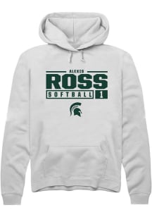 Alexis Ross  Rally Michigan State Spartans Mens White NIL Stacked Box Long Sleeve Hoodie