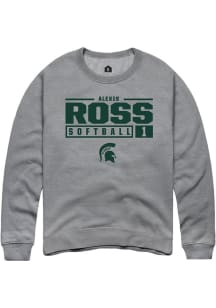 Alexis Ross  Rally Michigan State Spartans Mens Graphite NIL Stacked Box Long Sleeve Crew Sweats..