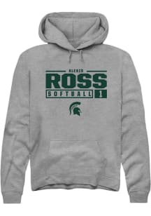 Alexis Ross  Rally Michigan State Spartans Mens Graphite NIL Stacked Box Long Sleeve Hoodie