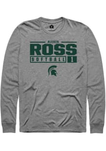 Alexis Ross  Michigan State Spartans Graphite Rally NIL Stacked Box Long Sleeve T Shirt