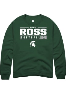 Alexis Ross  Rally Michigan State Spartans Mens Green NIL Stacked Box Long Sleeve Crew Sweatshir..