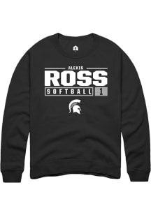 Alexis Ross  Rally Michigan State Spartans Mens Black NIL Stacked Box Long Sleeve Crew Sweatshir..