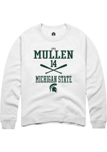 Ava Mullen  Rally Michigan State Spartans Mens White NIL Sport Icon Long Sleeve Crew Sweatshirt