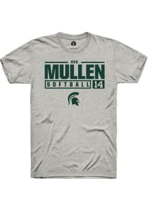 Ava Mullen  Michigan State Spartans Ash Rally NIL Stacked Box Short Sleeve T Shirt