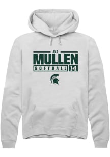 Ava Mullen  Rally Michigan State Spartans Mens White NIL Stacked Box Long Sleeve Hoodie