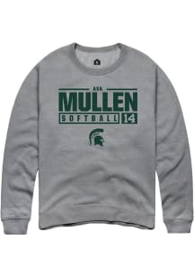 Ava Mullen  Rally Michigan State Spartans Mens Graphite NIL Stacked Box Long Sleeve Crew Sweatsh..