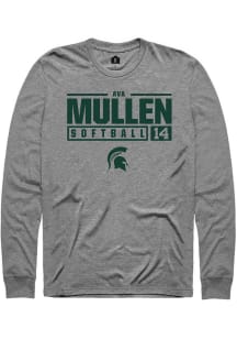 Ava Mullen  Michigan State Spartans Graphite Rally NIL Stacked Box Long Sleeve T Shirt