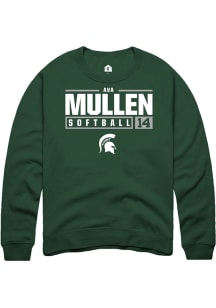 Ava Mullen  Rally Michigan State Spartans Mens Green NIL Stacked Box Long Sleeve Crew Sweatshirt