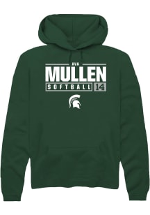 Ava Mullen  Rally Michigan State Spartans Mens Green NIL Stacked Box Long Sleeve Hoodie