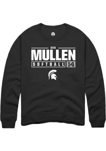 Ava Mullen  Rally Michigan State Spartans Mens Black NIL Stacked Box Long Sleeve Crew Sweatshirt