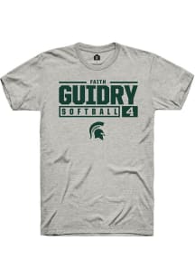 Faith Guidry  Michigan State Spartans Ash Rally NIL Stacked Box Short Sleeve T Shirt