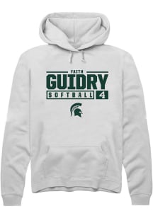 Faith Guidry  Rally Michigan State Spartans Mens White NIL Stacked Box Long Sleeve Hoodie