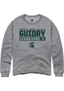 Faith Guidry  Rally Michigan State Spartans Mens Graphite NIL Stacked Box Long Sleeve Crew Sweat..