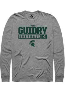 Faith Guidry  Michigan State Spartans Graphite Rally NIL Stacked Box Long Sleeve T Shirt