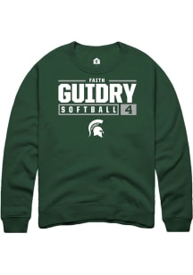 Faith Guidry  Rally Michigan State Spartans Mens Green NIL Stacked Box Long Sleeve Crew Sweatshi..