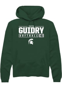 Faith Guidry  Rally Michigan State Spartans Mens Green NIL Stacked Box Long Sleeve Hoodie