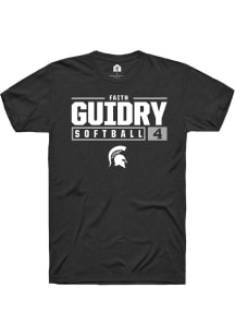 Faith Guidry  Michigan State Spartans Black Rally NIL Stacked Box Short Sleeve T Shirt