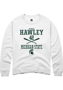 Hannah Hawley  Rally Michigan State Spartans Mens White NIL Sport Icon Long Sleeve Crew Sweatshi..